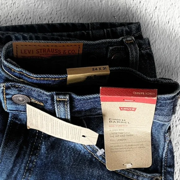 LEVIS Jeans Barrel Leg NWT Cinch Wide Leg High Waist New Shades Blue Size 24 - Picture 10 of 14